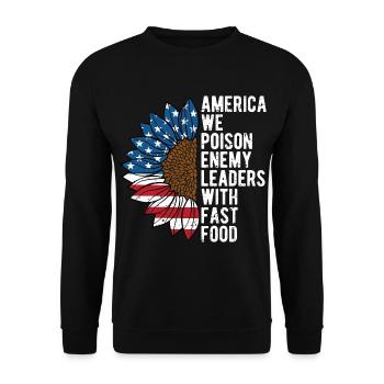 Poison Leaders with Fast Food Funny Patriotic - Unisex Sweatshirt - black - Front - Alina (178cm) & Michal (187cm)