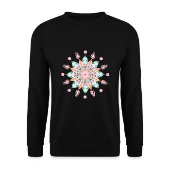 Mandala en rose et vert - Sweat-shirt Unisexe - noir - Devant - Alina (178cm) & Michal (187cm)