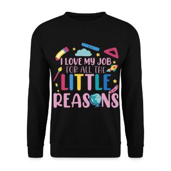 J’aime mon travail pour toutes les petites raisons - Sweat-shirt Unisexe - noir - Devant - Alina (178cm) & Michal (187cm)