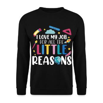 J’aime mon travail pour toutes les petites raisons - Sweat-shirt Unisexe - noir - Devant - Alina (178cm) & Michal (187cm)