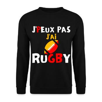J peux pas j ai Rugby - Sweat-shirt Unisexe - noir - Devant - Alina (178cm) & Michal (187cm)