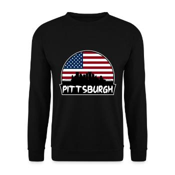 Pittsburgh Pennsylvania Usa Flag Skyline Silhouett - Unisex Sweatshirt - black - Front - Alina (178cm) & Michal (187cm)