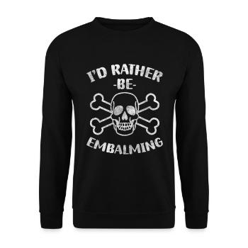 Bestattung Beerdigung Leichenbestatter Tod - Unisex Pullover - Schwarz - Vorne - Alina (178cm) & Michal (187cm)
