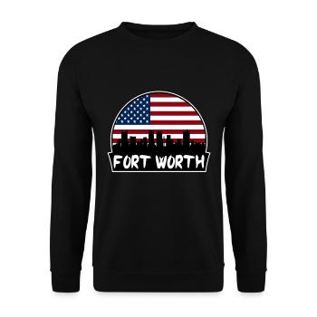 Fort Worth Texas USA Flagge Skyline Silhouette Trave - Unisex Pullover - Schwarz - Vorne - Alina (178cm) & Michal (187cm)