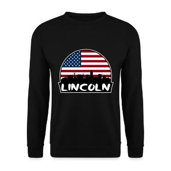 Lincoln Nebraska États-Unis Flag Skyline Silhouette Trave - Sweat-shirt Unisexe - noir - Devant - Alina (178cm) & Michal (187cm)