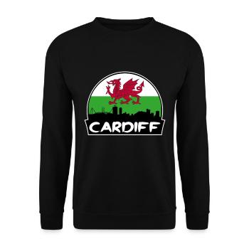 Cardiff Wales Flag Skyline Silhouette Travel - Unisex Sweatshirt - black - Front - Alina (178cm) & Michal (187cm)
