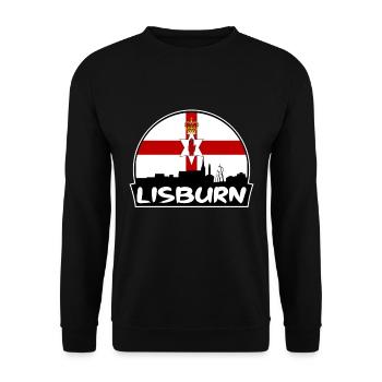 Lisburn Nordirland Flagge Skyline Silhouette T - Unisex Pullover - Schwarz - Vorne - Alina (178cm) & Michal (187cm)