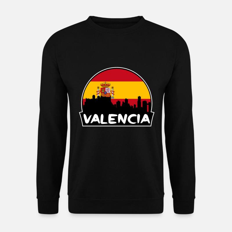 Valencia Spanien Flagge Skyline Silhouette Reisen - Unisex Pullover - Schwarz