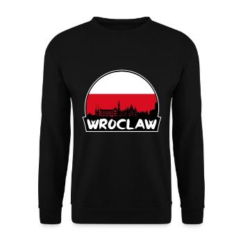 Breslau Polen Flagge Skyline Silhouette Reisen - Unisex Pullover - Schwarz - Vorne - Alina (178cm) & Michal (187cm)