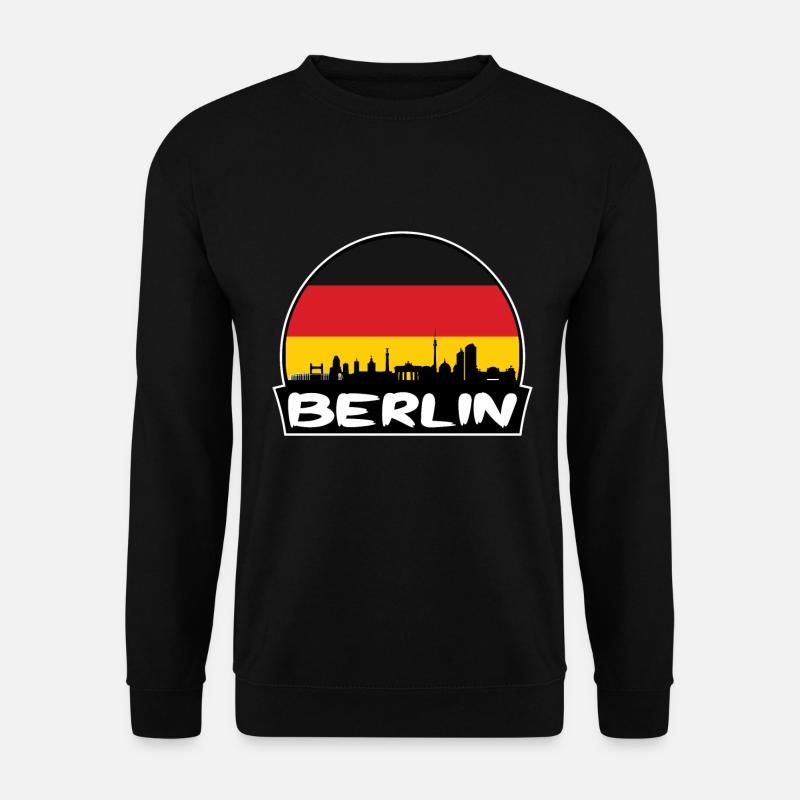 Berlin Deutschland Flagge Skyline Silhouette Reisen - Unisex Pullover - Schwarz