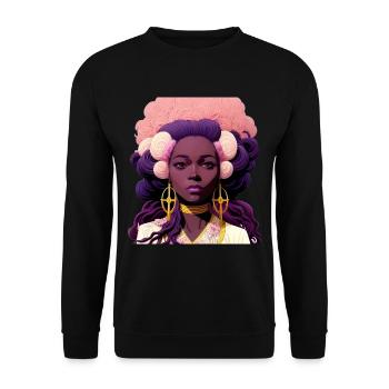 Beautiful African Goddess, Nymph, Ninfa, Purple - Unisex Sweatshirt - black - Front - Alina (178cm) & Michal (187cm)
