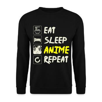 Anime Waifu - Unisex Pullover - Schwarz - Vorne - Alina (178cm) & Michal (187cm)