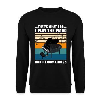 Klavier Flügel Musikschule - Unisex Pullover - Schwarz - Vorne - Alina (178cm) & Michal (187cm)