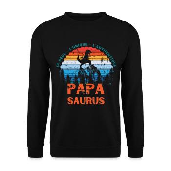 Papa Saurus cadeau t shirt papa saurus authentique - Sweat-shirt Unisexe - noir - Devant - Alina (178cm) & Michal (187cm)