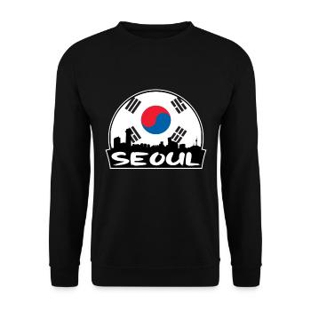 Seoul South Korea Flag Skyline Silhouette Travel - Unisex Sweatshirt - black - Front - Alina (178cm) & Michal (187cm)