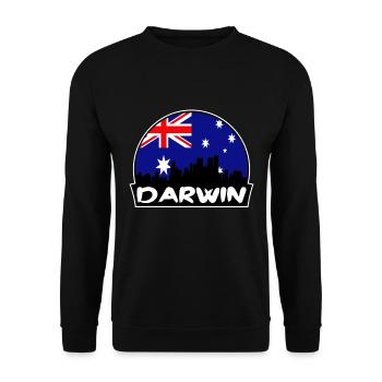 Darwin Australien Flagge Skyline Silhouette Reisen - Unisex Pullover - Schwarz - Vorne - Alina (178cm) & Michal (187cm)