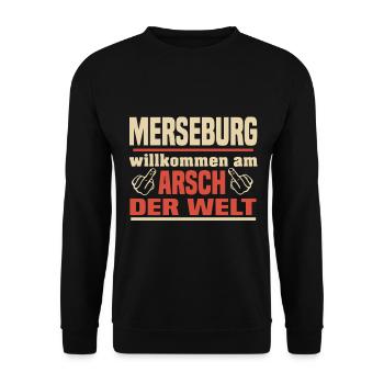 Merseburg - Unisex Pullover - Schwarz - Vorne - Alina (178cm) & Michal (187cm)