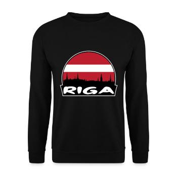 Riga Lettonie Flag Skyline Silhouette Voyage - Sweat-shirt Unisexe - noir - Devant - Alina (178cm) & Michal (187cm)