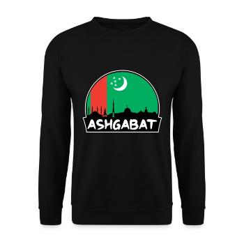 Aschgabat Turkmenistan Flagge Skyline Silhouette Trav - Unisex Pullover - Schwarz - Vorne - Alina (178cm) & Michal (187cm)