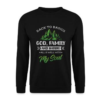 Wald Berg Umweltschutz - Unisex Pullover - Schwarz - Vorne - Alina (178cm) & Michal (187cm)