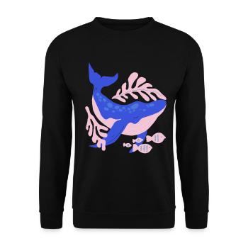 Pink and blue whale - Unisex Sweatshirt - black - Front - Alina (178cm) & Michal (187cm)