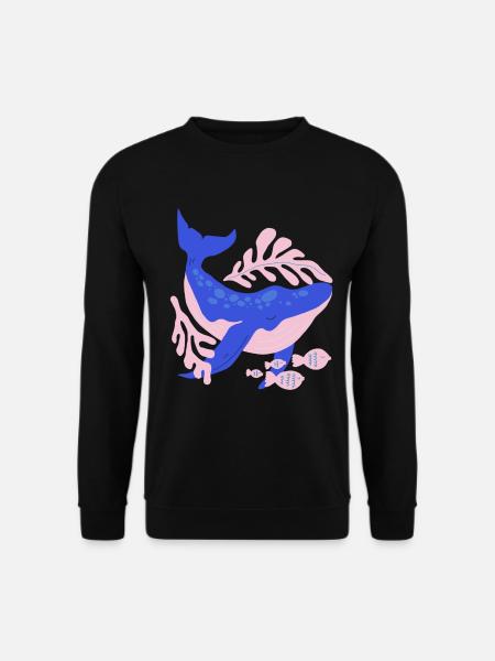 Pink and blue whale - Unisex Sweatshirt - black