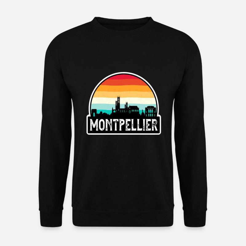 Montpellier Frankreich Flagge Skyline Reisesouvenir - Unisex Pullover - Schwarz