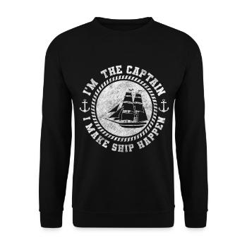 Sailboat Captain Water - Unisex Sweatshirt - black - Front - Alina (178cm) & Michal (187cm)