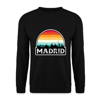Madrid Espagne Flag Skyline Souvenir de voyage - Sweat-shirt Unisexe - noir - Devant - Alina (178cm) & Michal (187cm)