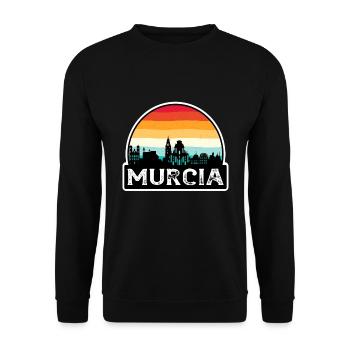Murcia Spanien Flagge Skyline Reisesouvenir - Unisex Pullover - Schwarz - Vorne - Alina (178cm) & Michal (187cm)