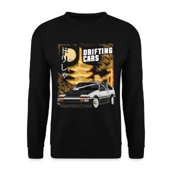 Drifting Car Burnout Engine - Unisex Sweatshirt - black - Front - Alina (178cm) & Michal (187cm)