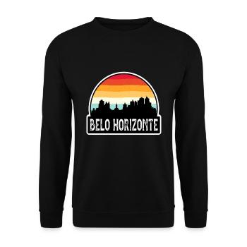 Belo Horizonte Brazil Flag Skyline Travel Souvenir - Unisex Sweatshirt - black - Front - Alina (178cm) & Michal (187cm)
