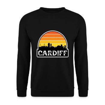 Cardiff Wales Flag Skyline Souvenir de voyage - Sweat-shirt Unisexe - noir - Devant - Alina (178cm) & Michal (187cm)