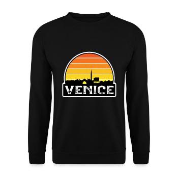 Venedig Italien Flagge Skyline Reisesouvenir - Unisex Pullover - Schwarz - Vorne - Alina (178cm) & Michal (187cm)