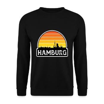 Hamburg Deutschland Flagge Skyline Reisesouvenir - Unisex Pullover - Schwarz - Vorne - Alina (178cm) & Michal (187cm)