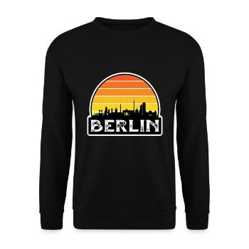 Berlin Germany Flag Skyline Travel Souvenir - Unisex Sweatshirt - black - Front - Alina (178cm) & Michal (187cm)