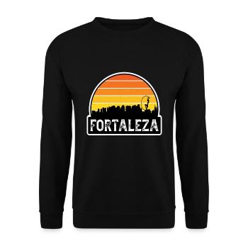Fortaleza Brasilien-Flagge Skyline Reise-Souvenir - Unisex Pullover - Schwarz - Vorne - Alina (178cm) & Michal (187cm)