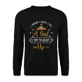 Go-kart driver race track - Unisex Sweatshirt - black - Front - Alina (178cm) & Michal (187cm)