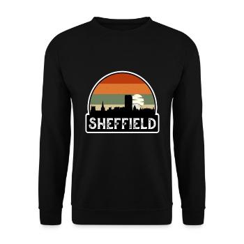 Sheffield England Flag Skyline Travel Souvenir - Unisex Sweatshirt - black - Front - Alina (178cm) & Michal (187cm)