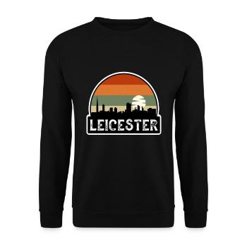 Leicester England Flag Skyline Travel Souvenir - Unisex Sweatshirt - black - Front - Alina (178cm) & Michal (187cm)
