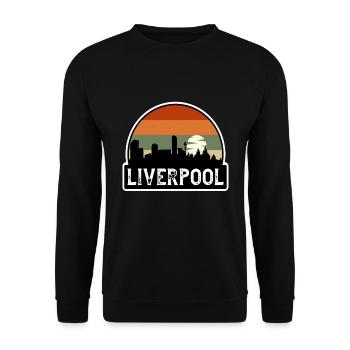 Liverpool England Flag Skyline Travel Souvenir - Unisex Sweatshirt - black - Front - Alina (178cm) & Michal (187cm)