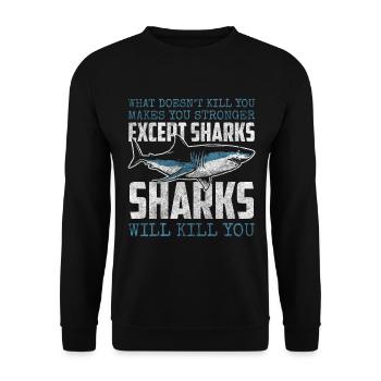 Dents de pêcheur sous-marin de requin - Sweat-shirt Unisexe - noir - Devant - Alina (178cm) & Michal (187cm)