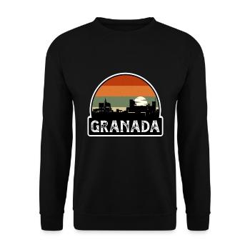 Granada Spain Flag Skyline Travel Souvenir - Unisex Sweatshirt - black - Front - Alina (178cm) & Michal (187cm)