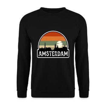 Amsterdam Netherlands Flag Skyline Travel Souvenir - Unisex Sweatshirt - black - Front - Alina (178cm) & Michal (187cm)