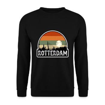 Rotterdam Netherlands Flag Skyline Travel Souvenir - Unisex Sweatshirt - black - Front - Alina (178cm) & Michal (187cm)