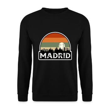 Madrid Spain Flag Skyline Travel Souvenir - Unisex Sweatshirt - black - Front - Alina (178cm) & Michal (187cm)