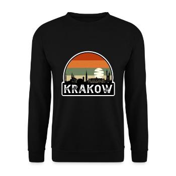 Krakow Poland Flag Skyline Travel Souvenir - Unisex Sweatshirt - black - Front - Alina (178cm) & Michal (187cm)
