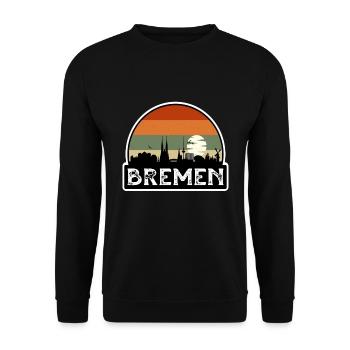 Bremen Germany Flag Skyline Travel Souvenir - Unisex Sweatshirt - black - Front - Alina (178cm) & Michal (187cm)