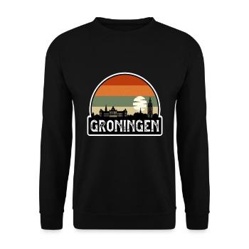 Groningen Netherlands Flag Skyline Travel Souvenir - Unisex Sweatshirt - black - Front - Alina (178cm) & Michal (187cm)