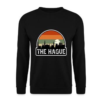 The Hague Netherlands Flag Skyline Travel Souvenir - Unisex Sweatshirt - black - Front - Alina (178cm) & Michal (187cm)